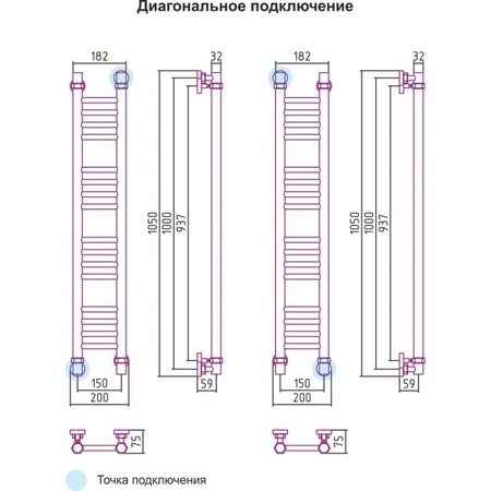 Полотенцесушитель водяной 1000х150 Сунержа Богема 00-0102-1015