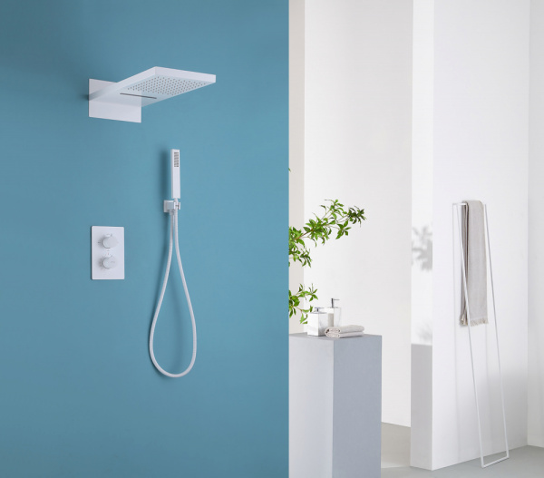 Душевой комплект ABBER Weiss Insel AF8052W скрытого монтажа без излива, термостат, белый