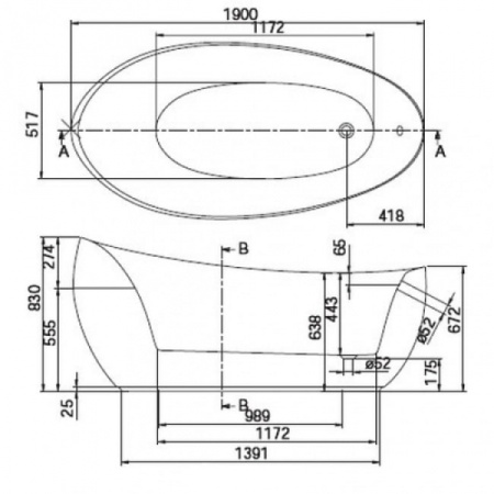 Ванна квариловая отдельностоящая Villeroy & Boch Aveo New Generation 190х95 (UBQ194AVE9W1V-01)