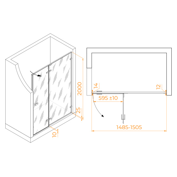 Душевая дверь 150 см RGW Stilvoll SV-004B 353200415-14 прозрачное