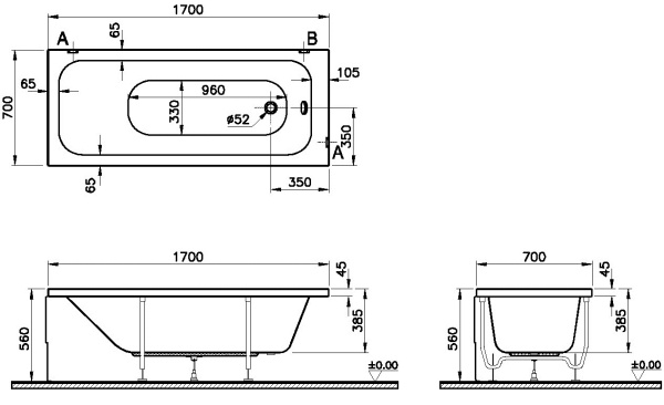 Ванна акриловая VitrA Optimum Neo (170х70) 64530001000 Ванна акриловая VitrA Optimum Neo (170х70) 64530001000
