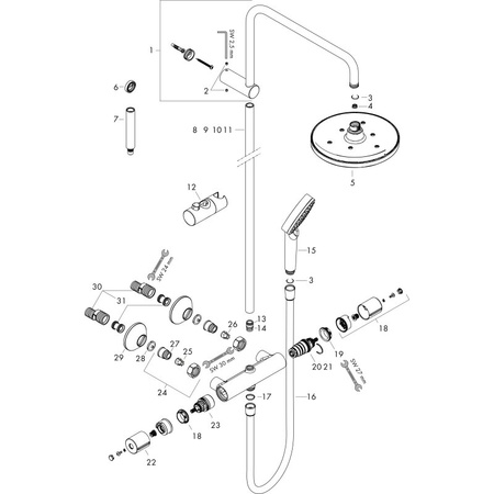 Душевая система с термостатом Hansgrohe Showerpipe 200 1jet EcoSmart Vernis Blend 26089000 хром