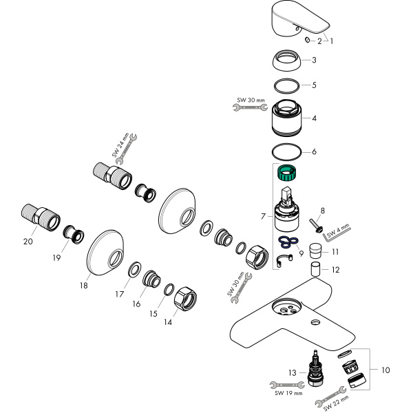 Смеситель для ванны Hansgrohe Talis E 71740700 белый матовый