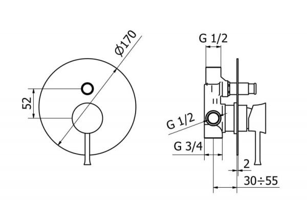 Смеситель для душа Cezares Positano POSITANO-VDIM-01