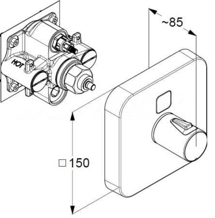 Встраиваемый смеситель для душа с термостатом Kludi Push 389010538