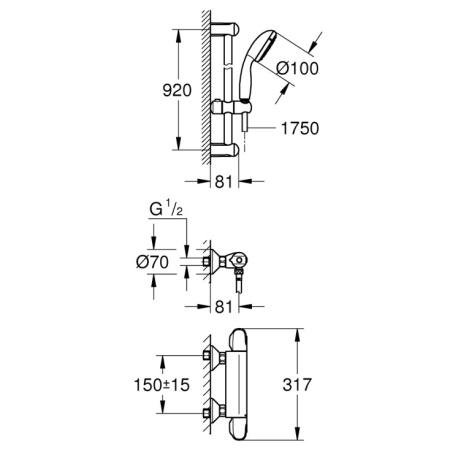 Термостат для душа Grohe Grohtherm 1000 New 34824004
