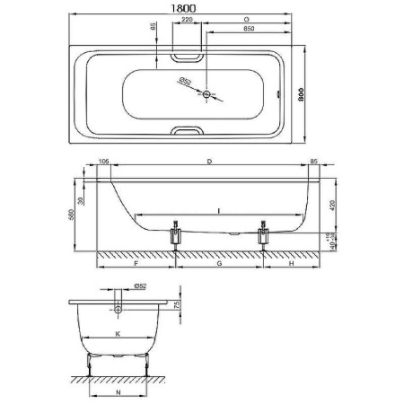 Стальная ванна (180х80) Bette Select 3413-000 PLUS с шумоизоляцией и антигрязевым покрытием