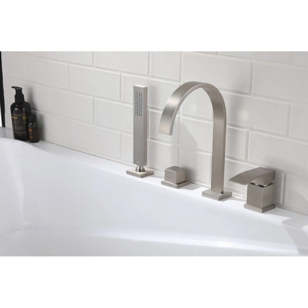 Смеситель ABBER Wasserfall AF8613SP на борт ванны, сатин