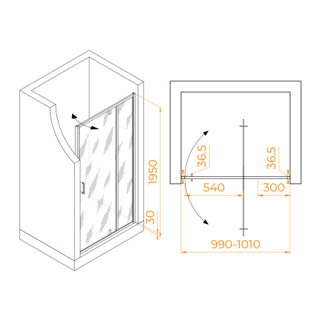 Душевая дверь 100 см RGW Leipzig LE-103B 711210310-14 прозрачное