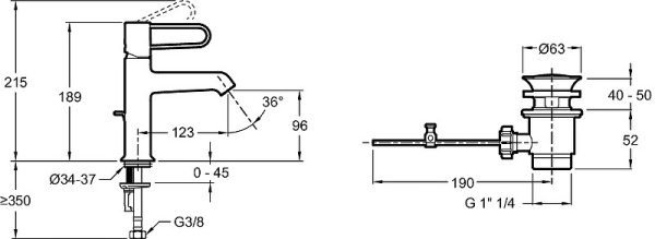 Смеситель для раковины Jacob Delafon Odeon Rive Gauche E21028-BL-00 Смеситель для раковины Jacob Delafon Odeon Rive Gauche E21028-BL-00