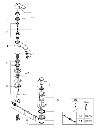 Смеситель однорычажный для раковины Grohe Eurostyle Cosmopolitan 23387 20E (2338720E) хром 