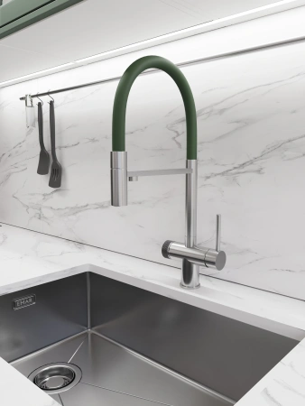 Смеситель для кухни EMAR ЕС - 7024GRN Satin