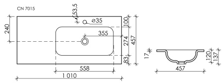 Раковина накладная (101х45,7) Sancos  Element CN7015