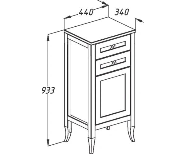Комод напольный Opadiris Мираж 00-00000046  слоновая кость правый