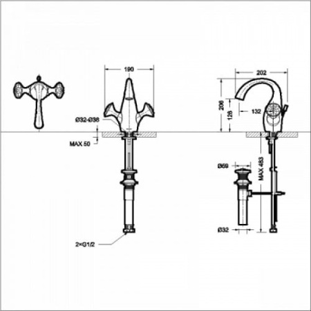 Смеситель для раковины Bravat Swan F14287G-ENG