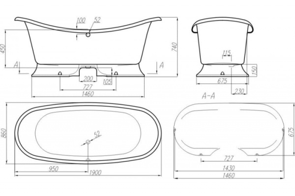 Ванна из искусственного камня (190х86) Астра-Форм Мальборо 01020022 RAL глянец