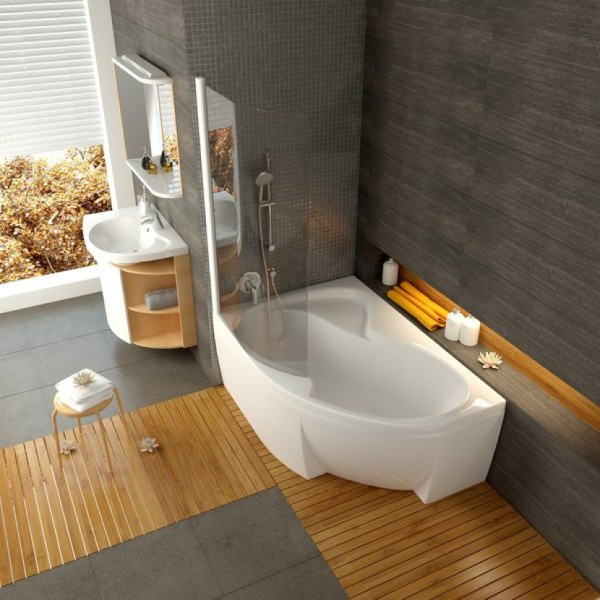 Шторка на ванну (100х150) Ravak Chrome CVSK1 Rosa 160/150 L 7QLS0100Y1 Transparent