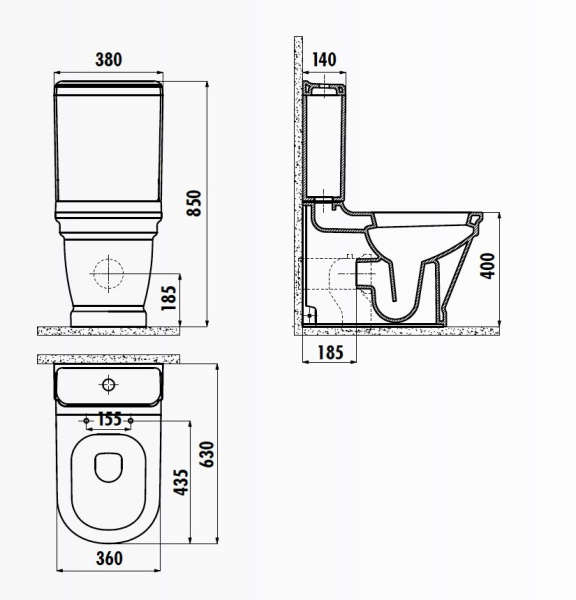 Унитаз напольный с функцией биде Creavit Antik AN360-00CB00E-0000