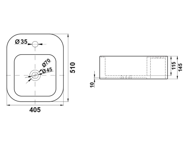 Раковина накладная (40х51) Melana 320309-805