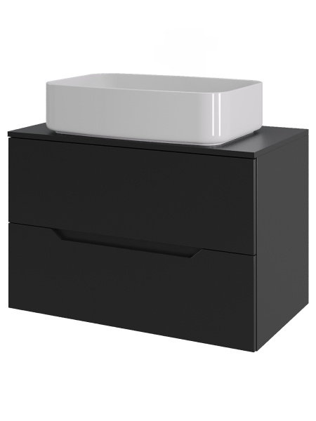 Тумба с раковиной подвесная 70 см, Orange Line Li-70TubMDF+B07-600W черный/белый