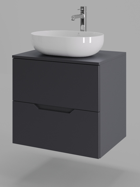 Тумба с раковиной подвесная 60 см Orange Line Li-60TugMDF+B05-480W графит/белый