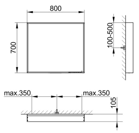 Зеркало с подсветкой 80 см Keuco Plan 33097182500