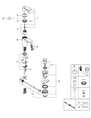 Смеситель для раковины Grohe Eurosmart Cosmopolitan 32825 000 (32825000) хром