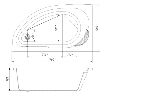 Акриловая ванна Roca Merida (170х100) ZRU9302993 правая