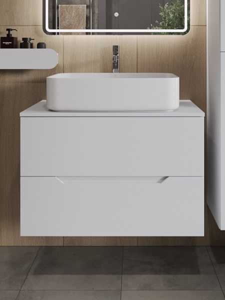 Тумба с раковиной подвесная 80 см, Orange Line Li-80TuwMDF+B07-600W белый