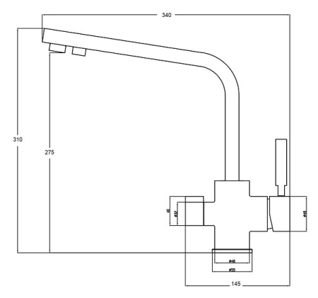 Смеситель для кухни под фильтр, черный/бронза Zorg SH 909 BLACK BR