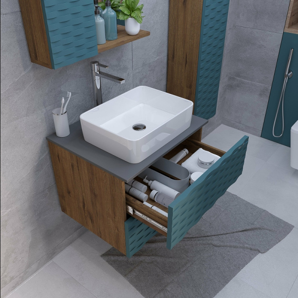 Тумба подвесная Grossman АЛЬБА-65 см 106502 с 2-я ящ, веллингтон/бриз