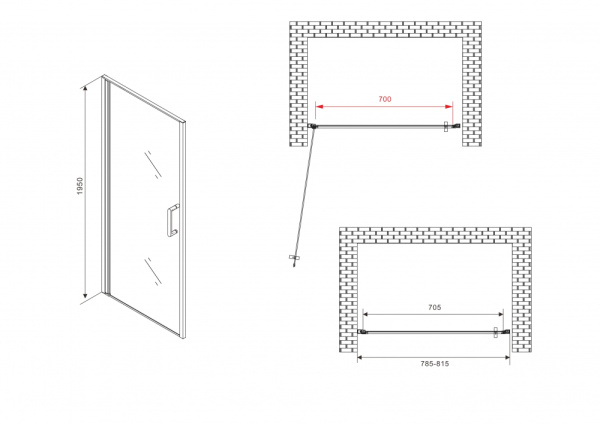 Душевая дверь (80х195) ABBER Sonnenstrand AG04080B черный, распашная