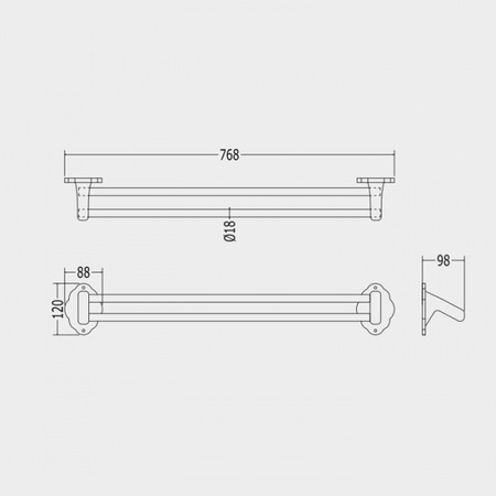 Полотенцедержатель двойной керамика Devon&Devon Emily MIL517E/CR