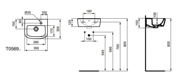 Раковина подвесная Ideal Standard Tempo T056901