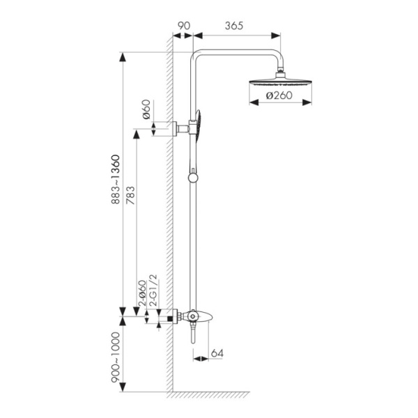 Душевая система KAISER с термостатом Plane (07182)
