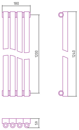 Полотенцесушитель Водяной Сунержа Эстет-0 (120х18) 4 секции Золото 03-0331-1204