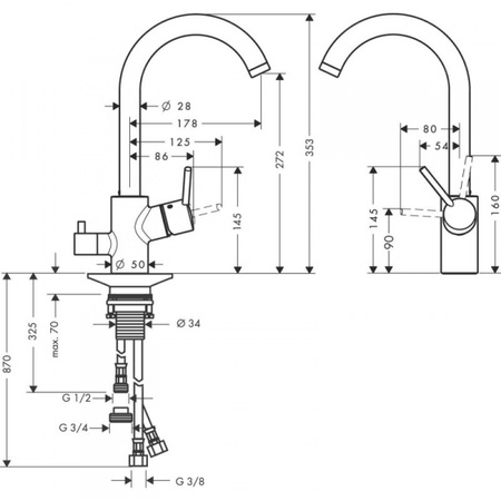 Кухонный смеситель с запорным вентилем Hansgrohe M52 73866000