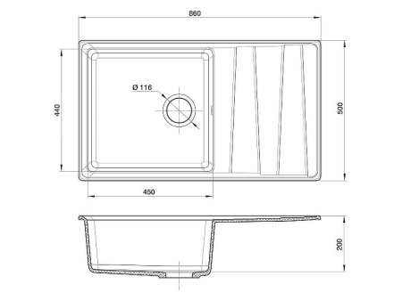Кухонная мойка GranFest Level 860L, LV-860L топаз