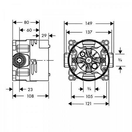Скрытая часть с запорным клапаном Hansgrohe IBox universal 01850180