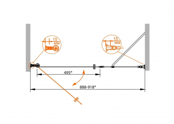 Душевая дверь в нишу Cezares ROYAL PALACE-A-B-11-30+90-CP-G