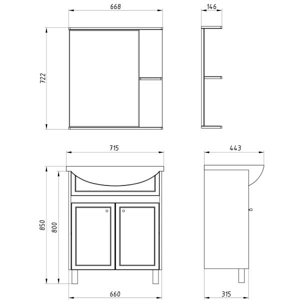 Тумба под раковину ASB-Mebel Альпина 70 (11782)