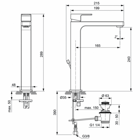 Смеситель для раковины Ideal Standard Edge Vessel A7112AA