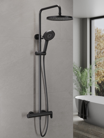 Душевая система с однорычажным смесителем для душа AGGER Sweet A2791244 черный матовый