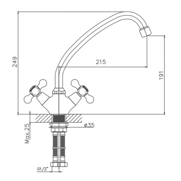 Смеситель для кухни Cron CN4319-2 Смеситель для кухни Cron CN4319-2
