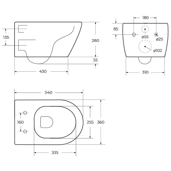 Унитаз подвесной безободковый CEZARES MOLVENO CZR-2468-TH-R/CZR-2011-SC микролифт