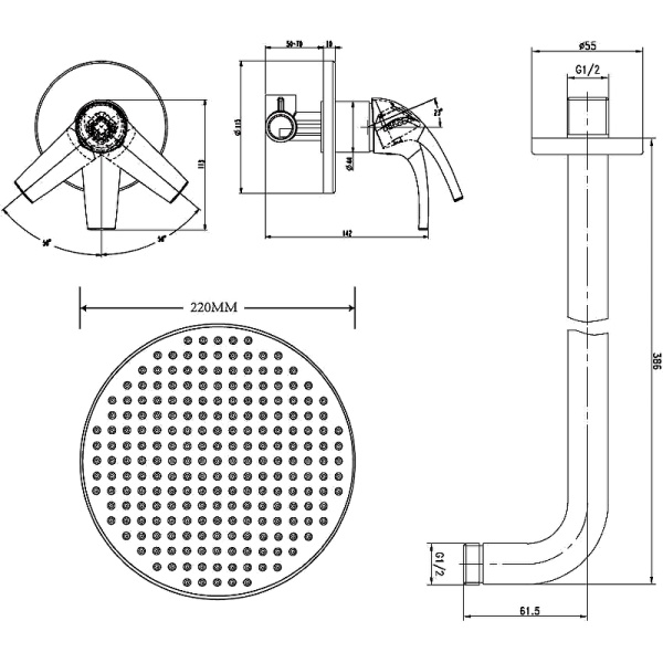 Душевая система скрытого монтажа Esko Set_3in1