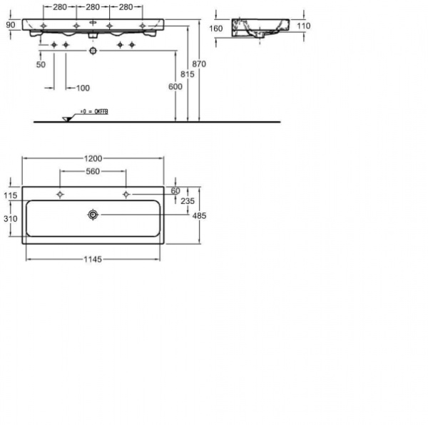 Раковина накладная (120х48.5) Geberit iCon 124020000