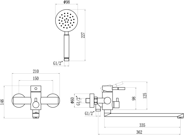 Смеситель для ванны из нержавеющей стали Savol S-SUS4002
