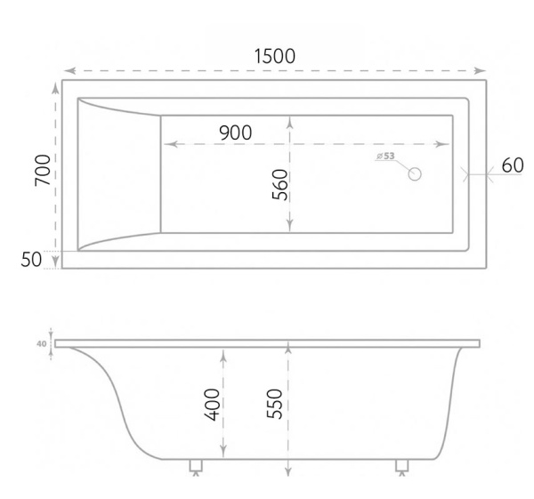 Ванна из литьевого мрамора Marmo Bagno Алесса NEW (150х70) MB-ALN150-70