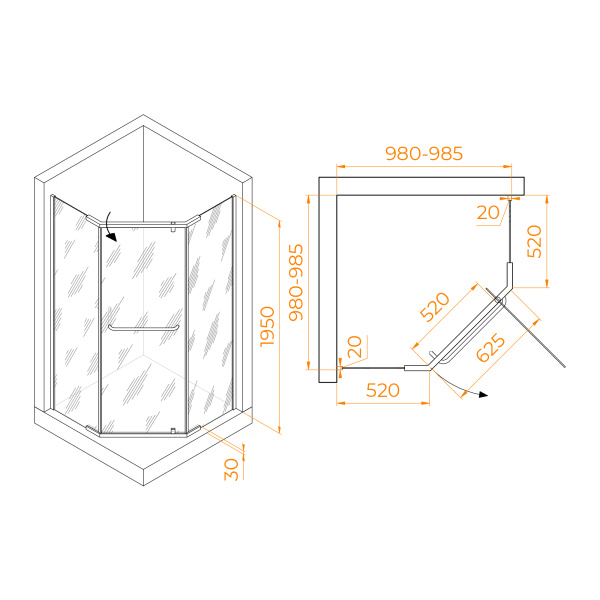 Душевой уголок (100х100) RGW Passage PA-081 35088100-21 матовое